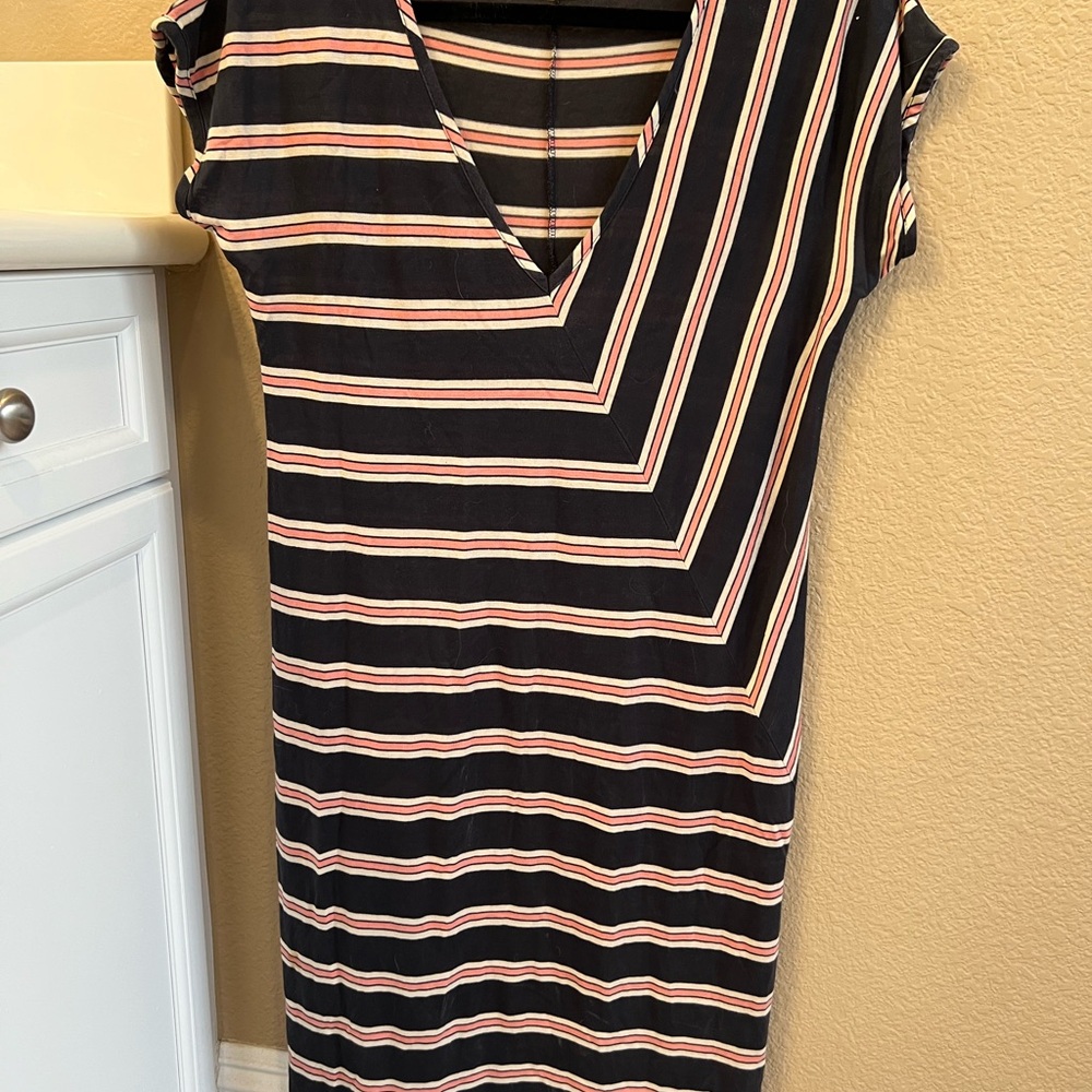 Madewell Black Dress with Pink and White Stripes